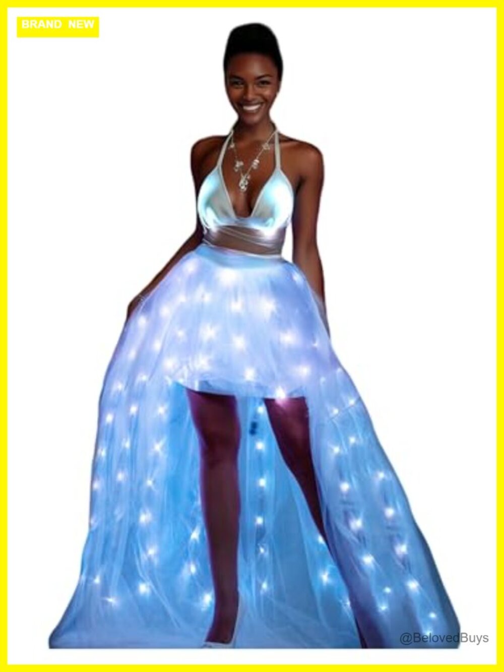 Tulle Tutu Skirt LED Light Up High Low Rave Costume